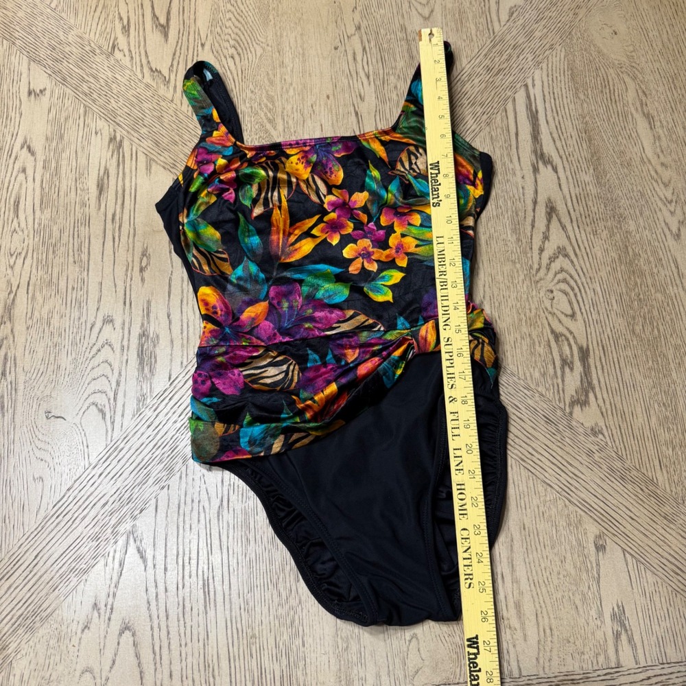 Longitude Size 4 Small Multicolored Floral One Piece Swimsuit Hip Tie‎ Detail - Picture 6 of 9